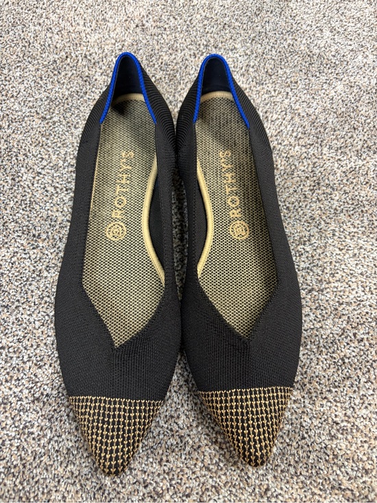 Rothy's Shoes - Rothy's Black Pointed Knit Flats with Gold-Toe Detail